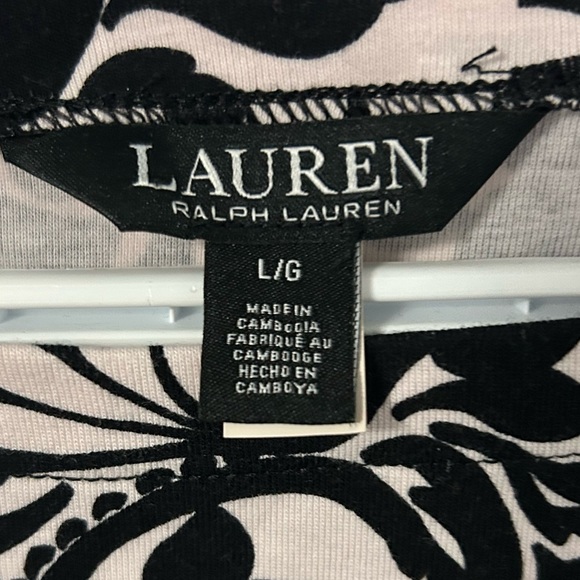 Ralph Lauren Black and Cream Floral Short Sleeve Top - Picture 3 of 3